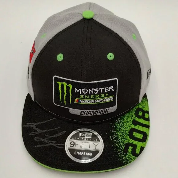 New Era Monster Energy Nascar Champion 2018 Autographed Joey Logano Hat NWT - Picture 1 of 12